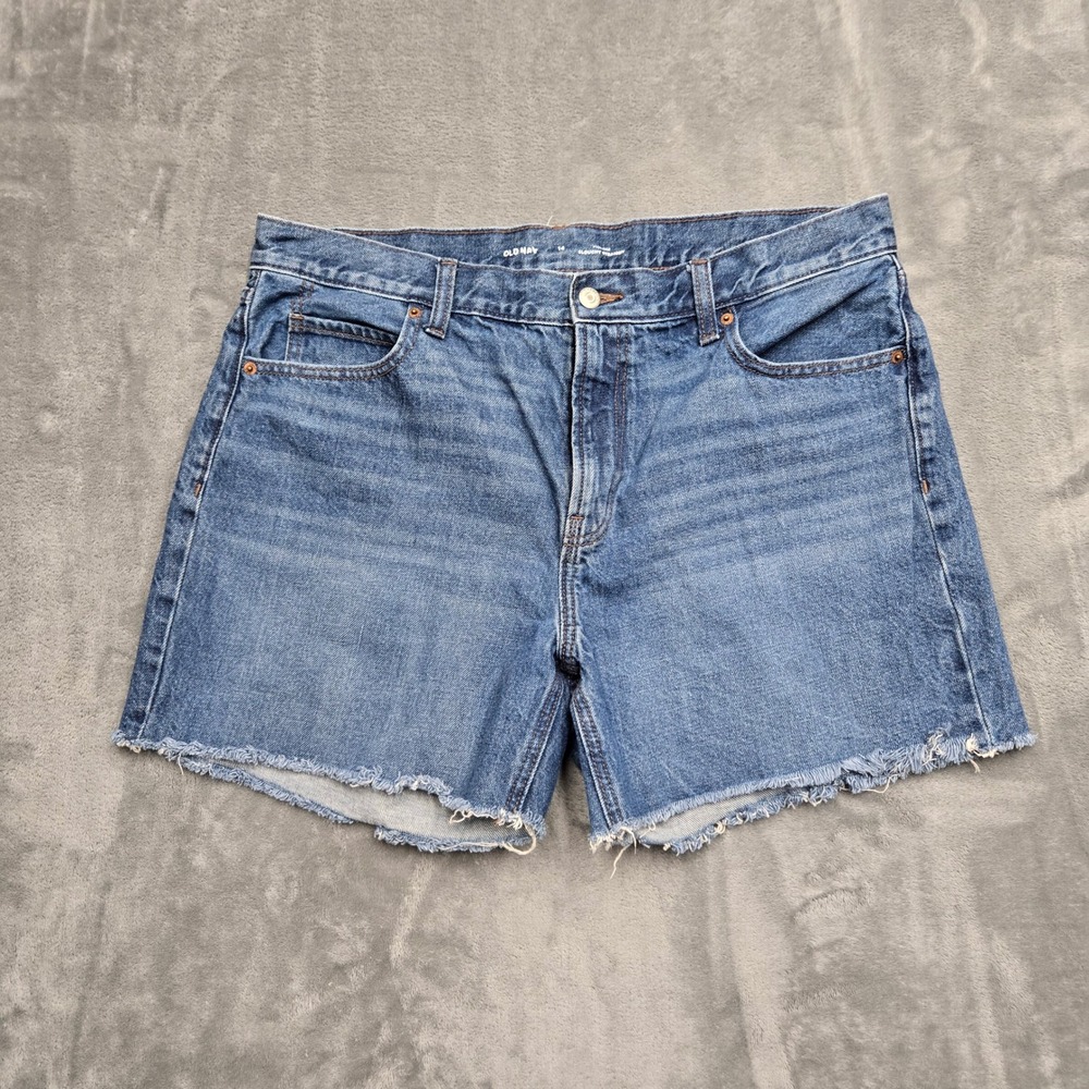 Old Navy Womens Size 14 36W Blue Denim High Rise Straight Cut Off Shorts